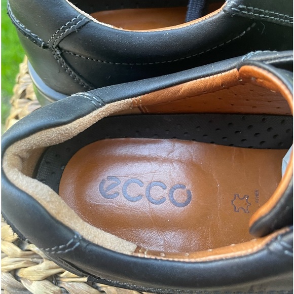 NEW Mens Ecco Fusion II Black Leather Lace-up Moc Toe Oxford Work & Walking Shoe
